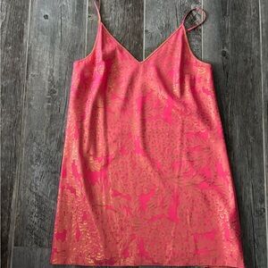 Lilly Pulitzer coral and gold silk cocktail dress